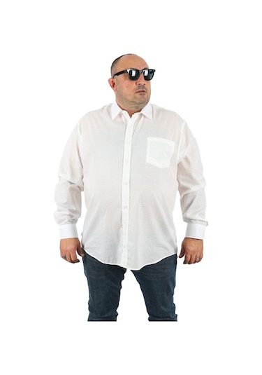 Starbattal Büyük Beden Erkek Cepli Gömlek Cuadrado 23352 BEYAZ Beyaz