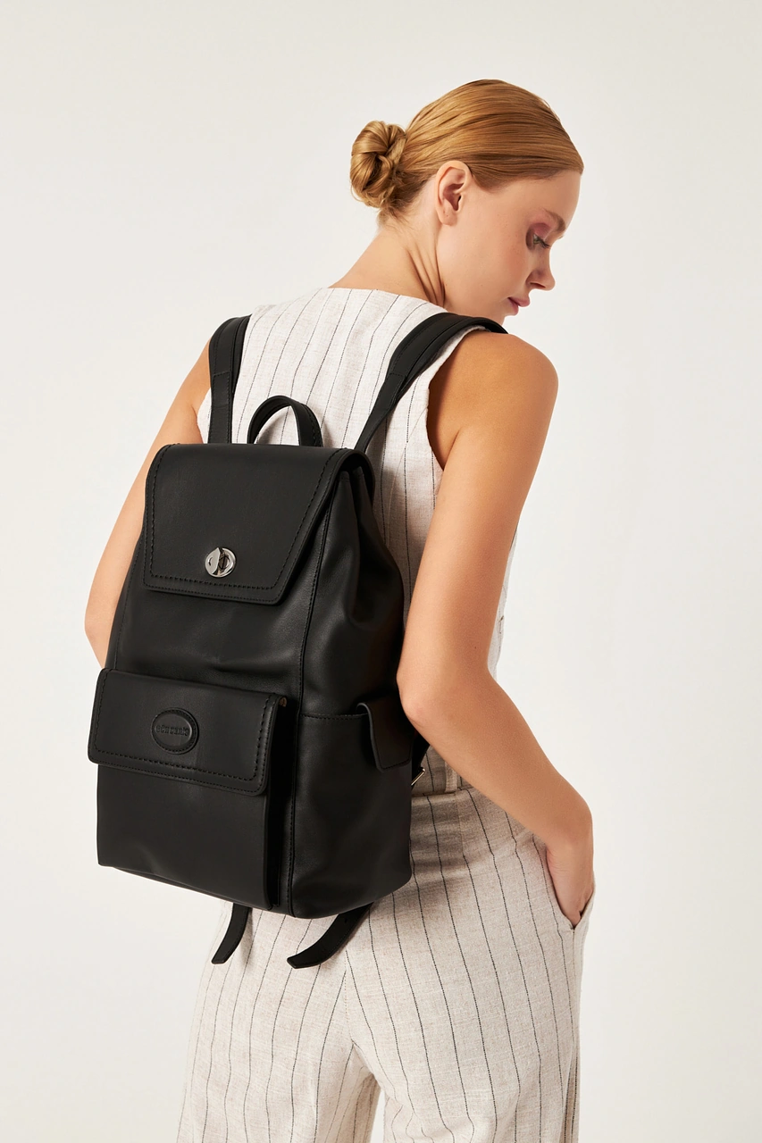 Gönderir Kadın Siyah Hakiki Deri El Ve Sırt Çantası Ddzw002b3484 siyah