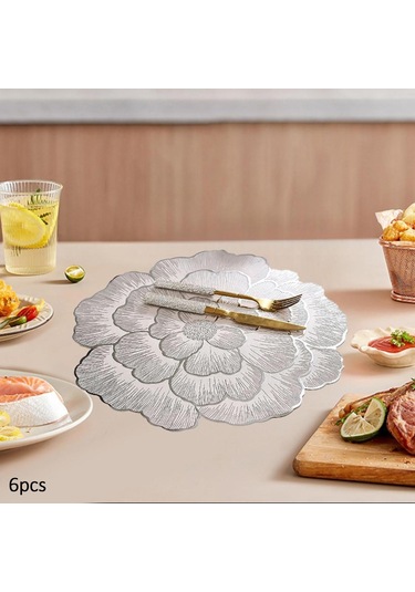 Suntek 6pcs Placemats Yemek Masası Yer Paspas Dekor Mutfak Ev Gümüş