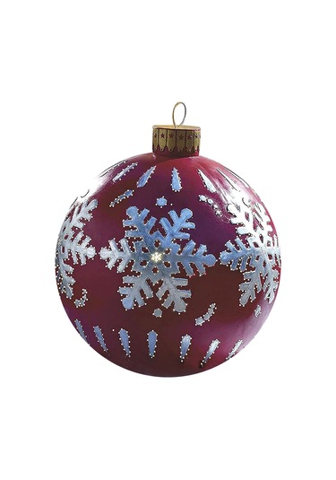 Hfambition Kış Mevsimi Dekorasyon Balonu 60cm Dış Mekan Pvc Şekerpare Desenli Hava Toyu - Mavi Kar Tanesi Çok Renkli