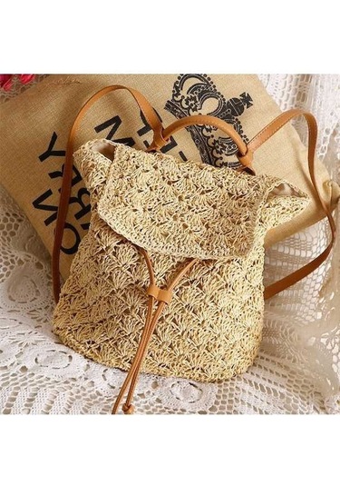 Novahub Kağıt İplik Hasır Ergonomik Sırt Çantası Str-1203 Bej Bej