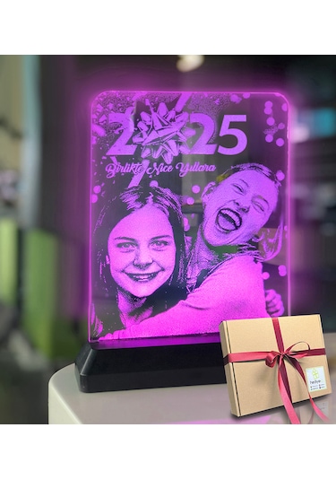 Yılbaşı Hediyesi Kişiye Özel Resimli Dikdörtgen 3d Led Gece Lamba
