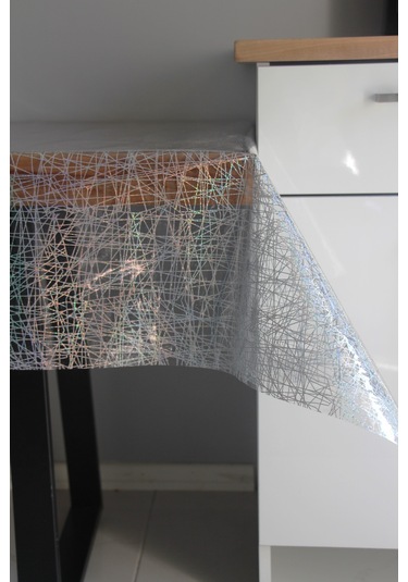 Pvc Şeffaf Desenli Silinebilir Muşamba Masa Örtüsü 440-çapraziplzr Gümüş