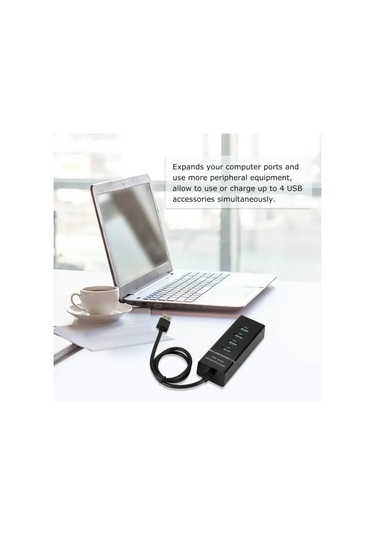 Gajeena Usb 3.0 4 Port Hub - 5gbps Hızlı Veri Transferi, Usb 2.0/1.1 Uyumlu, Taşınabilir, Plug & Play Bilgisayar Port Genişletici