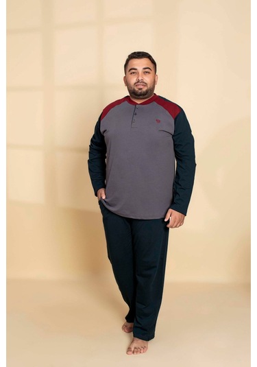 Erkek Büyük Battal Beden Desenli 3 Düğmeli %100 Pamuk Mevsimlik Uzun Kol Cepli Pijama Takımı Koyu Gri Erkek Büyük Battal Beden Desenli 3 Düğmeli %100 Pamuk Mevsimlik Uzun Kol Cepli Pijama Takımı Koyu Gri