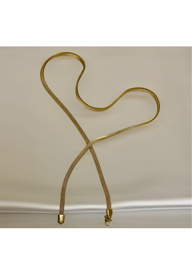 İtalyan Model Hasır Kordon Çelik Gold Unisex Kolye 60 Cm