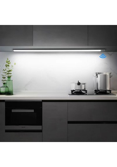 Youtek 40cm Alüminyum Gövde Led Işık Şeridi - Kişi Algılama, Üç Renk Ayarlı, Şarj Edilebilir, Dolap/şapka Dolabı İçin Siyah Siyah