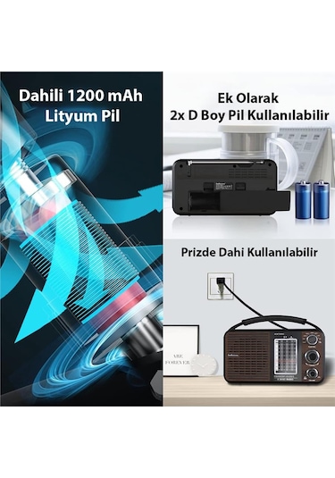 Magicvoice Usr11 Portatif Analog Radyo Fm-usb-sd/mmc-aux 88-108 Fm Frekans Aralığı