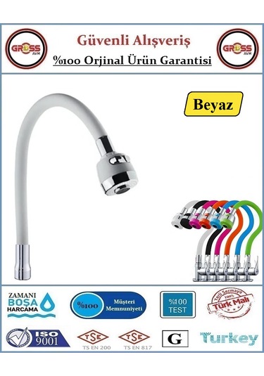 Spiralli Esnek Mutfak Evye Batarya Borusu - Beyaz Beyaz