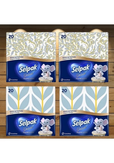 Selpak Desenli Peçete 20 Yaprak Peçete 4'lü Set