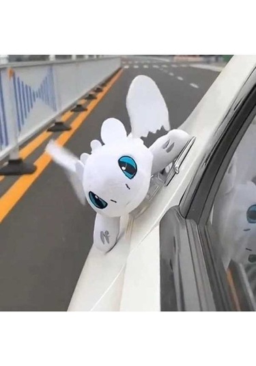 Besthome1 Otomobil Tavanı İçin 35 Cm Beyaz Uçan Ejderha Aksesuarı - Sevimli Tüylü Dekor Oyuncak
