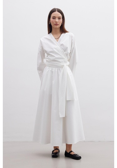 Manuka Volanlı Premıum Etek Ekru