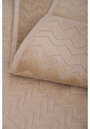 Ansaaj Kadife Jakarlı 4 Parça Bornoz Takımı Sütlü Kahve L