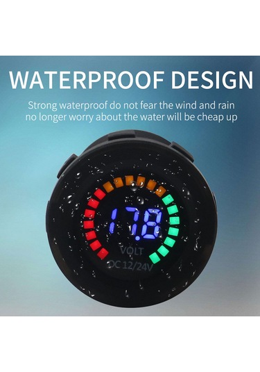 Samdoo 12/24v Renkli Led Voltmetre - Su Geçirmez, Alarmlı, Araç Ve Tekneler İçin