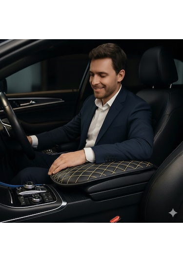 Fiat Egea Deri Oto Kolçak Kılıfı, Kaliteli Süngerli Sarı Nakışlı.