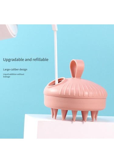 Hangfox Silikon Saç Derisi Masaj Ve Temizleme Fırçası - Şampuan Dolabilen Basma İle Sıvı Veren Saç Bakımı Aleti