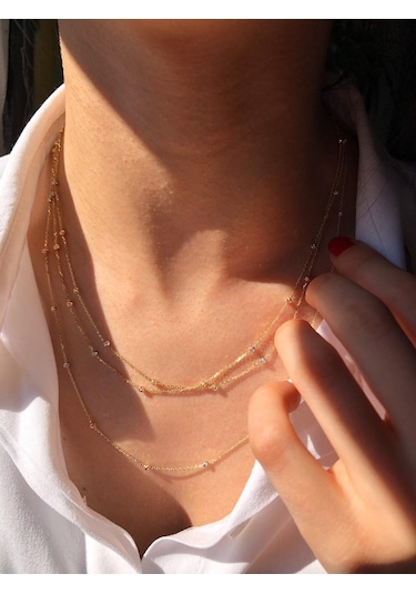 Ariş Üç Sıra Dorika Toplu Altın Kolye