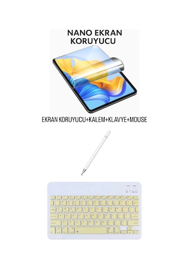 Tcl 10 Tab Max Uyumlu Ekran Koruyucu Klavye Mouse Set Sarı