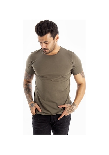 Deepsea Haki Erkek Dar Kesim Basic Tişört 1801131 Haki