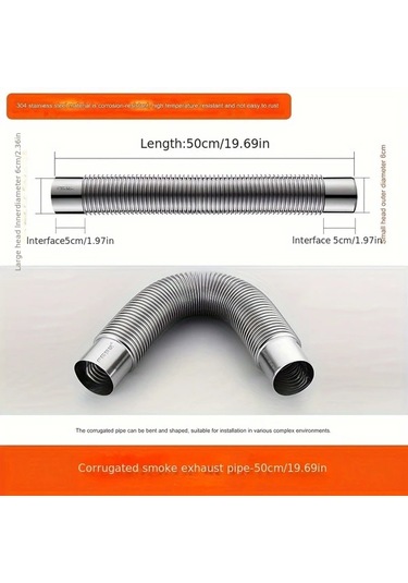 Dashanshop Paslanmaz Çelik Esnek Baca Kamp Ocağı Doğal Gaz Propan Uyumlu Dayanıklı