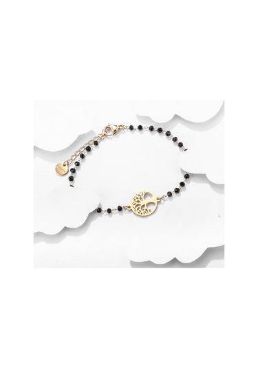 Gümüş Paslanmaz Çelik Hayat Ağacı Charm Bilezik Kadınlar Için Siyah Kristal Boncuk Zincirler Bilezik Kızın Parti Moda Kadın Takı