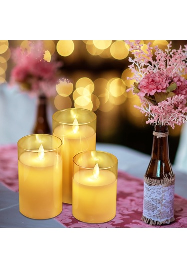 Tenfowee Uzaktan Kumandalı Led Alevsiz Mum Seti - 3 Adet, Sıcak Beyaz Işık, Ev Dekorasyonu Ve Hediye İçin İdeal