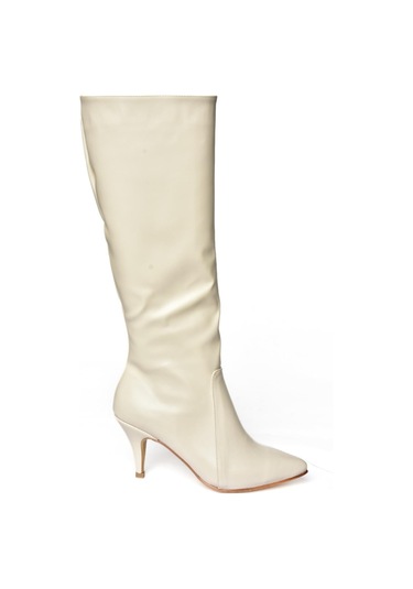 Fox Shoes R372453009 Bej İnce Topuklu Kadın Çizme Bej