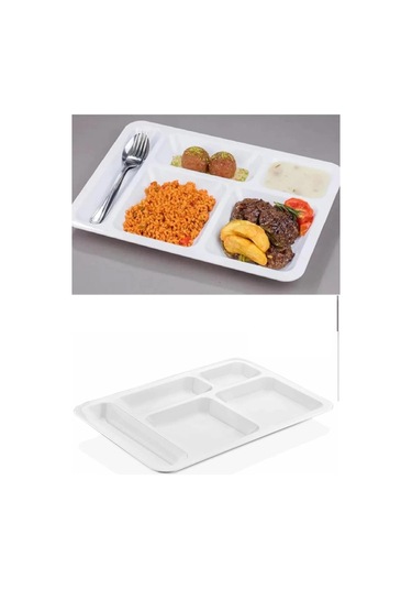 Periboia 10 Adet 5 Bölmeli Kırılmaz Tabldot Tabak Self Servis Ye Çok Renkli