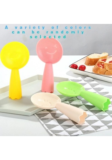 Yapışmaz Plastik Pirinç Kaşığı Sevimli Gülen Yüz Pirinç Spatulası Kepçe Pişirici Uzun Pişirme Pirinç Kaşığı Mutfak Gereci Sofra Takımı Aletleri Yeşil