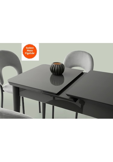 Ortadan Açılır Büyüyen Yemek Masası Gümüş Gri 90x160cm Gri