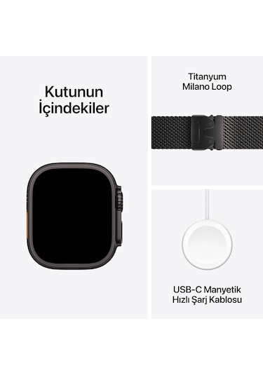 Apple Watch Ultra 2 GPS + Cellular 49 MM Titanyum Kasa Titanyum Milano Loop Small Akıllı Saat (Apple Türkiye Garantili)
