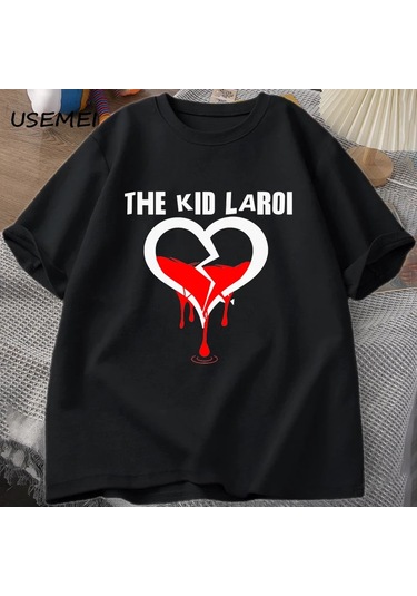 Çocuk Laroi T Shirt Pamuk Kısa Kollu O Boyun Tshirt Erkekler Streetwear Boy T-shirt Erkek Kıs Trz-4398 Siyah