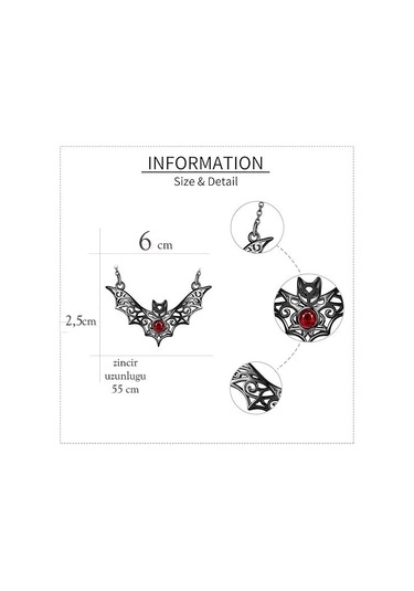 Dükkan Design Gotik Yarasa Kolye Antrasit
