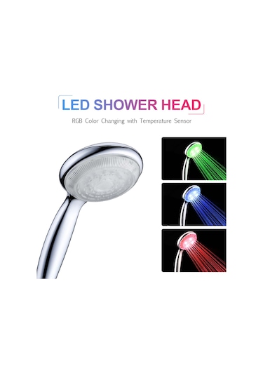 Shineyee Led Işıklı El Tutulu Duş Başlığı - Su Akışı İle Çalışır, Rgb Renkli Sıcaklık Algılama Ve Değiştirme Özelliği Gümüş