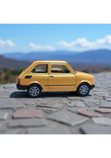 Nostaljik Metal Çek Bırak Sarı Fiat 126 Araba Kapılar Açılır Diğer