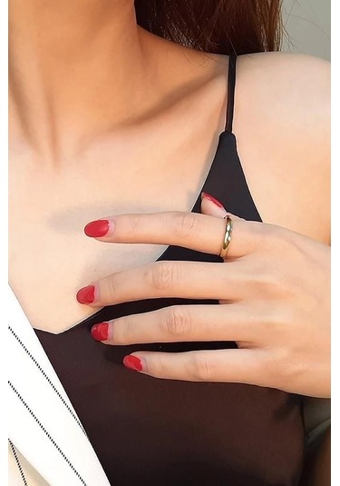 3mm İnce Bombeli Parlak Erkek Kadın Unisex Çelik Alyans Yüzük Cl27 Sarı