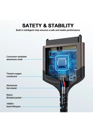 Jeemson Usb 3.0/type-c Sata Adaptör Kablosu - 2.5" Ssd Ve Mekanik Diskler İçin - Yüksek Hızlı Veri Transferi - Alüminyum Kasa - Windows/linux Uyumlu