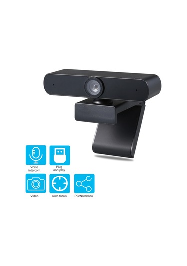 Mikrofonlu Web Kamerası Masaüstü Veya Dizüstü Bilgisayar Geniş Ekran Görüntülü Arama Ve Kayıt Siyah 1080p