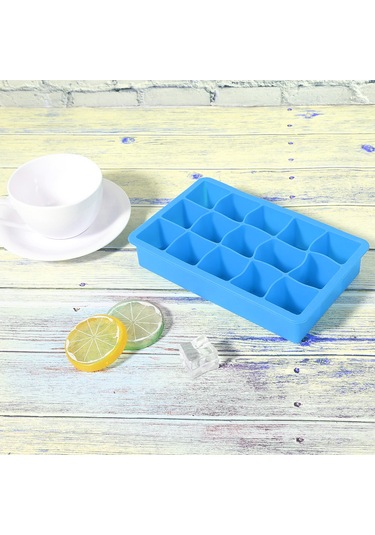 Geeroyoo Mutfak Ve Bar İçin 15 Hücreli Silikon Buz Kalıbı - Yiyecek Dereceli, Esnek, Fırın/ Mikrodalga Uyumlu, Mavi Çok Renkli