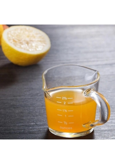 Küçük Süt Bardağı Isıya Dayanıklı Cam Ölçüm Fincan Kahve Çift Ağızlı Ons Bardak 70 Ml Ölçekli