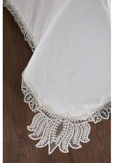 Çeyiz Diyarı Fransız Dantelli Velmora Çift Kişilik Yatak Örtüsü 230x250 Cm Krem