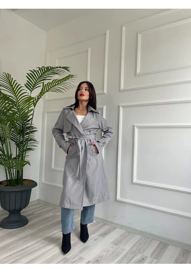 Keymoda Kadın Trençkot Gri Gri