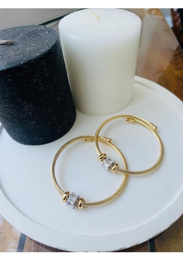 Mor Takı Taşlı Bileklik Altın - Gold