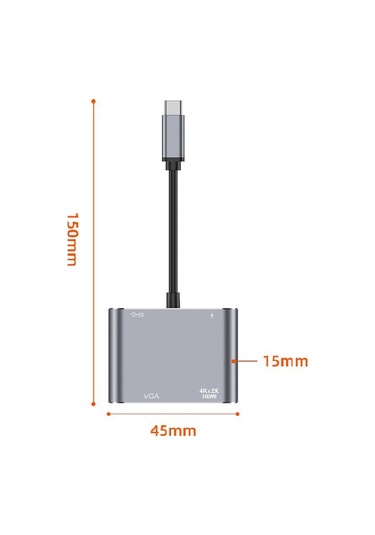 Cbtx 4'ü 1 Arada Type-c Bağlantı İstasyonu Taşınabilir Usb-c Hub Adaptörü Type-c Ayırıcı - Usb 3.0+hd+vga+usb-c