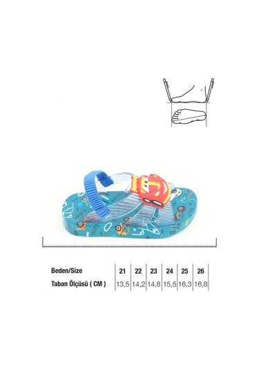 Gezer Yazlık Lastikli Islak Zemine Uygun Günlük Havuz Plaj Erkek Bebek Terlik-Sandalet - Mavi GT6YBE.15135.00.022.B71