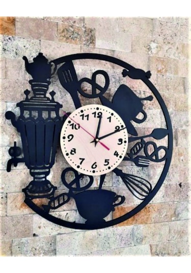 Mutfak - Cafe Duvar Saati Siyah