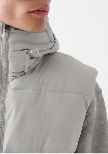 Mavi - Kapüşonlu Gri Yelek 0110089-70075 -556605409