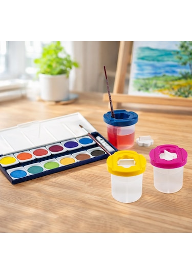 Suluboya Kabı Plastik Renkli 3 Bölmeli 2 Adet Karışık