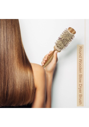 Singree Doğal Ahşap Vantilli Fön Şekillendirici Saç Fırçası - Nilon Tırnaklı, Statikten Korumalı, Kıvrımlar Ve Hacim Oluşturur 4