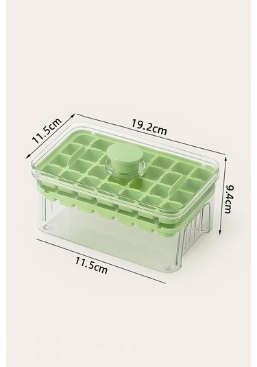 Tilbe Home 2'li Yeni Nesil Basmalı Çift Buz Kalıbı Buzluk Kapaklı Saklama Kutulu 56 Bölmeli Haznel Renkli